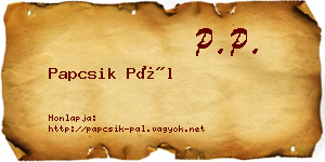Papcsik Pál névjegykártya